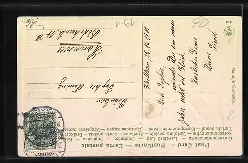 Präge-AK Zwanzig Reichsmark, Geldsäcke und Wappen, Neujahrsgruss