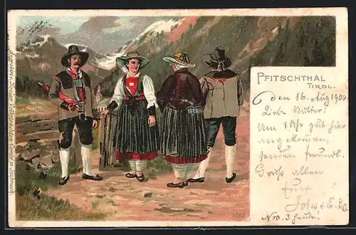 Künstler-AK Tiroler in Tracht aus dem Pfitschthal