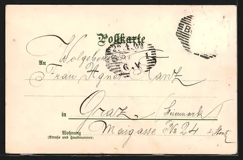 Lithographie Tiroler mit Axt, Pfeife und Bierkrug bei einer Rast