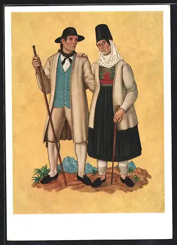 AK Trachtenpaar aus dem Lechtal, 2. Hälfte des 18. Jahrhunderts