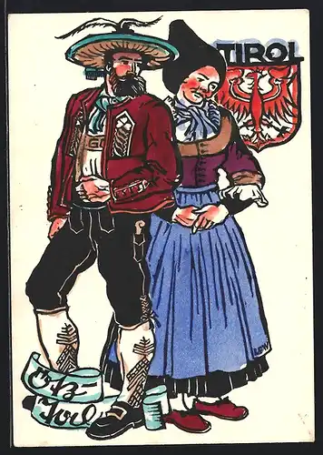 AK Trachtenpaar aus dem Ötztal, Wappen