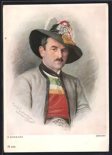 Künstler-AK Zillertaler in Tiroler Tracht