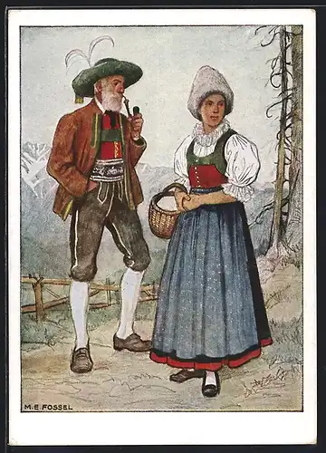 AK Paar in Tiroler Volkstracht aus dem Wipptal