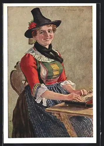 Künstler-AK Junge Frau in Tracht aus der Lienzergegend, Pustertal