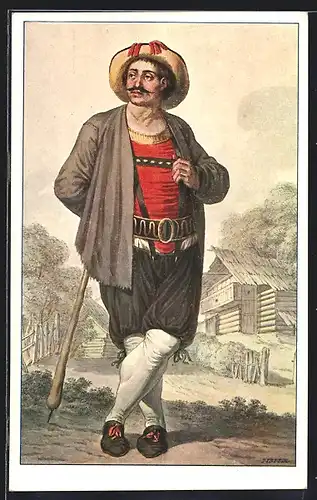 Künstler-AK Oesterr.-Ungar. Volkstypen, Tiroler, Zillertaler