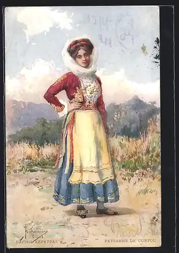Künstler-AK Griechenland, Paysanne de Crofou