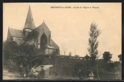 AK Beaumont-en-Auge, Abside de l`Eglise et Porgola