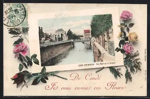 AK Condé-sur-Noireau, Pont Neuf sur la Druance