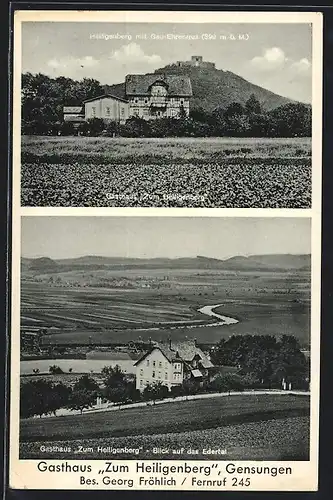 AK Gensungen, Gasthaus Zum Heiligenberg, Totalansicht