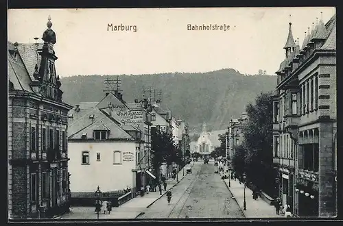 AK Marburg, Blick in die Bahnhofstrasse