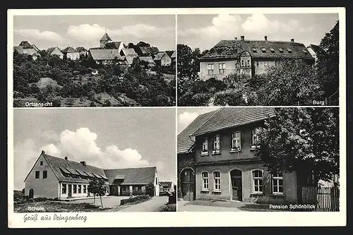 AK Dringenberg, Hotel-Pension Schönblick, Burg, Schule