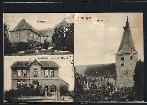 AK Nettlingen, Rittergut, Kaufhaus, Kirche