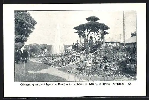AK Mainz, Erinnerung an die Allgemeine Deutsche Gartenbau-Ausstellung 1901, Pavillon