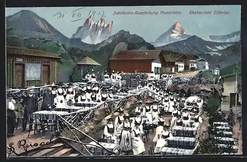 AK Mannheim, Internat. Kunst- u. Grosse Gartenbau-Ausstellung 1907, Restaurant Zillertal