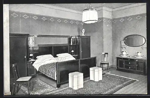 AK Hamburg, Ausstellung Bemalter Wohnräume 1911, Schlafzimmer