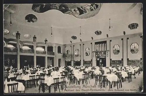 AK München, Ausstellung München 1908, Festsaal des Haupt-Restaurants