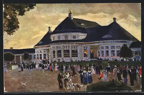 Künstler-AK München, Ausstellung München 1908, Das Haupt-Restaurant