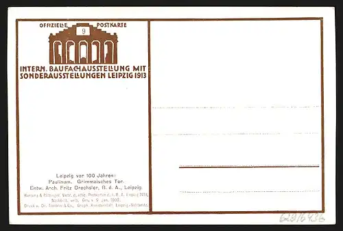 AK Leipzig, Intern. Baufachausstellung 1913, Leipzig vor 100 Jahren: Paulinum und Grimmaisches Tor