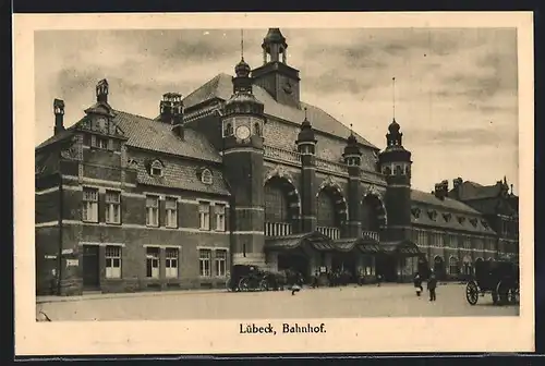 AK Lübeck, Blick auf Bahnhof