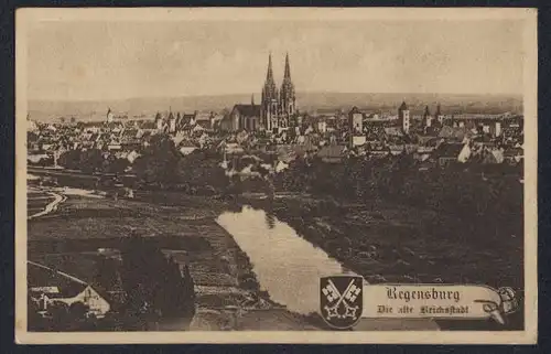 AK Regensburg, Ortsansicht mit Kirche