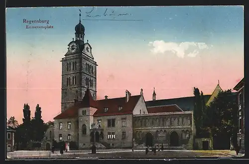 AK Regensburg, Abendstimmung am Emmeramsplatz