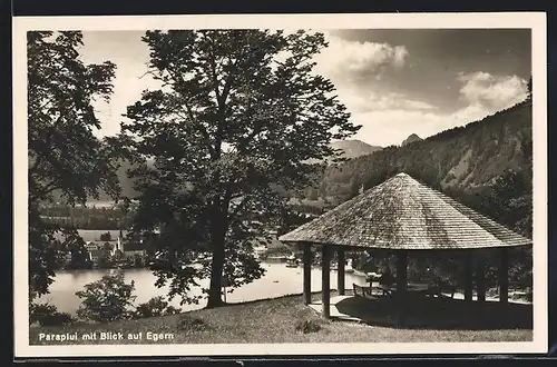 AK Egern, Paraplui mit Blick auf Egern