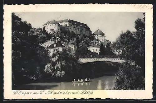 AK Tübingen a. N., Alleenbrücke mit Schloss