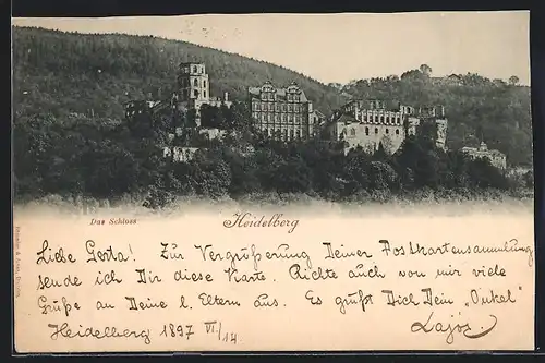 AK Heidelberg, Ansicht des Schlosses