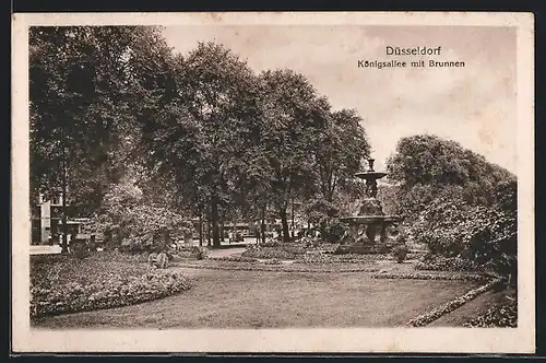 AK Düsseldorf, Königsallee mit Brunnen