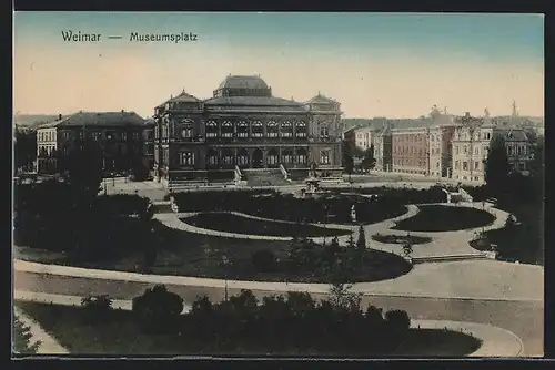 AK Weimar, Der Museumsplatz aus der Vogelschau