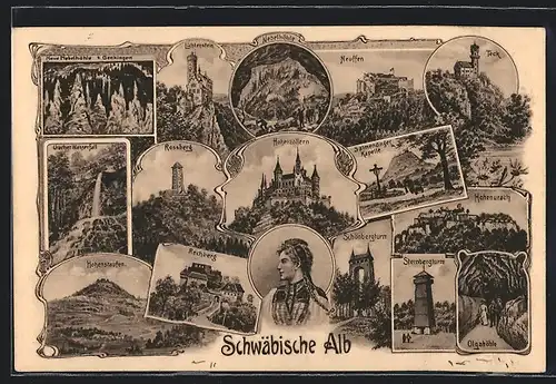 AK Neuffen, Schwäbische Alb, Achalm, Lichtenstein, Nebelhöhle, Teck, Uracher Wasserfall, Rossberg, Hohenzollern, etc.