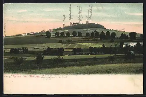 AK Stolpen, Panorama mit Burgansicht