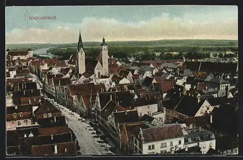 AK Ingolstadt, Stadtansicht aus der Vogelschau