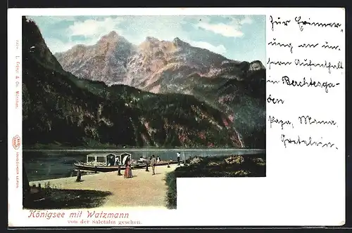 AK Königsee b. Berchtesgaden, Der See mit dem Watzmann von der Saletalm gesehen