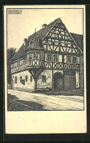 Künstler-AK Gelchsheim, Rathaus