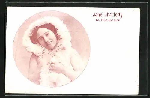 AK Jane Charletty, La Fine Diseuse, Portrait, Varieté-Künstlerin