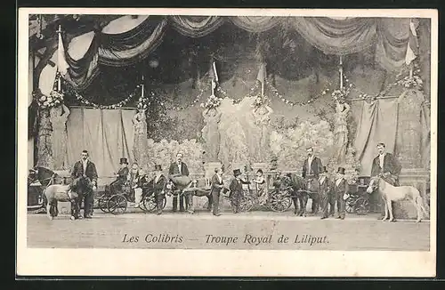 AK Les Colibris, Troupe Royal de Liliput, Liliputaner auf der Bühne