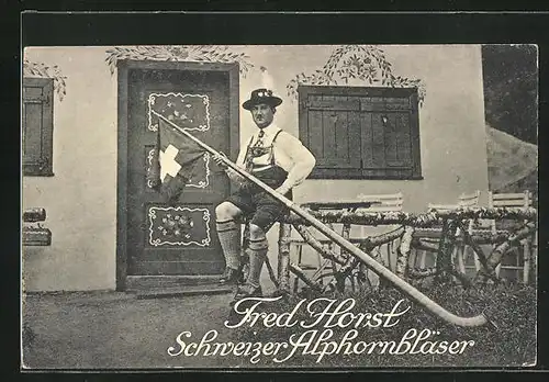AK Musiker Fred Horst mit seinem Alphorn