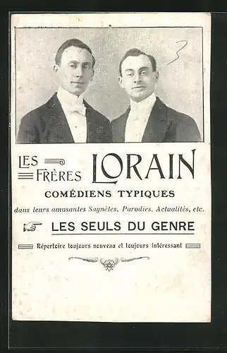 AK Les Frères Lorain, Comèdiens Typiques, Komiker