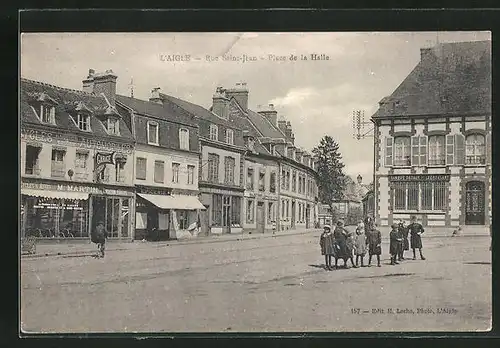 AK L`Aigle, Rue Saint-Jean, Place de la Halle