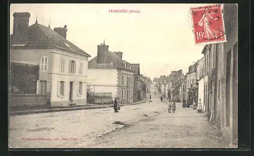 AK Mortrée, Une rue, Strassenpartie