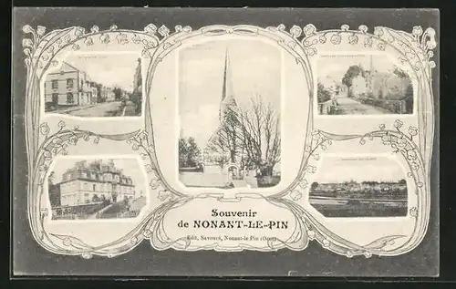 AK Nonant-le-Pin, L`Église, Vue générale, Grande Rue