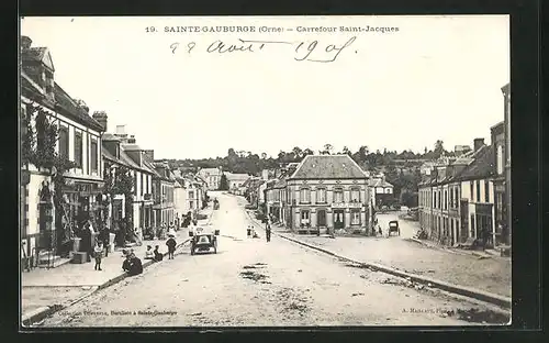 AK Sainte-Gauburge, Carrefour Saint-Jacques, Strassenpartie