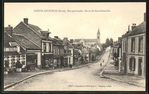 AK Sainte-Gauburge, Rue principale, Route de Paris Granville