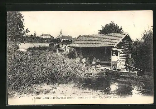 AK Saint-Martin-d`Écublei, Bords de la Rille