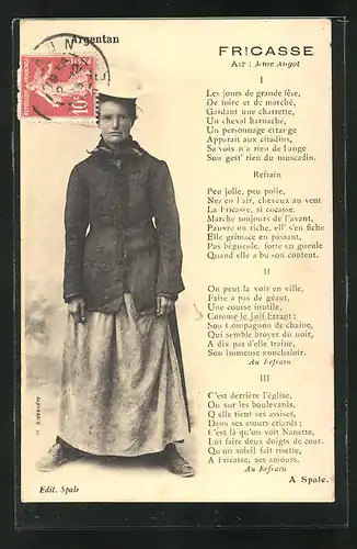 AK Argentan, Fricasse, Frauenportrait, Gedicht von A. Spale