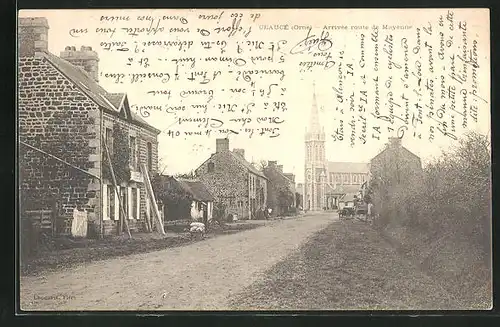 AK Ceaucé, Arrivée route de Mayenne