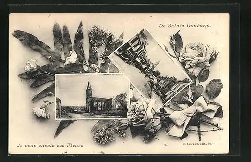 AK Sainte Gauburge, le marché, l`église