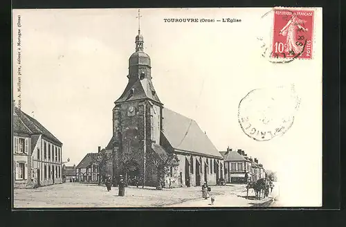 AK Tourouvre, L`Église, Kirche im Sonnenschein
