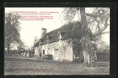 AK Les Champeaux, La Ferme du Ronceray où naquit Charlotte Corday en 1768